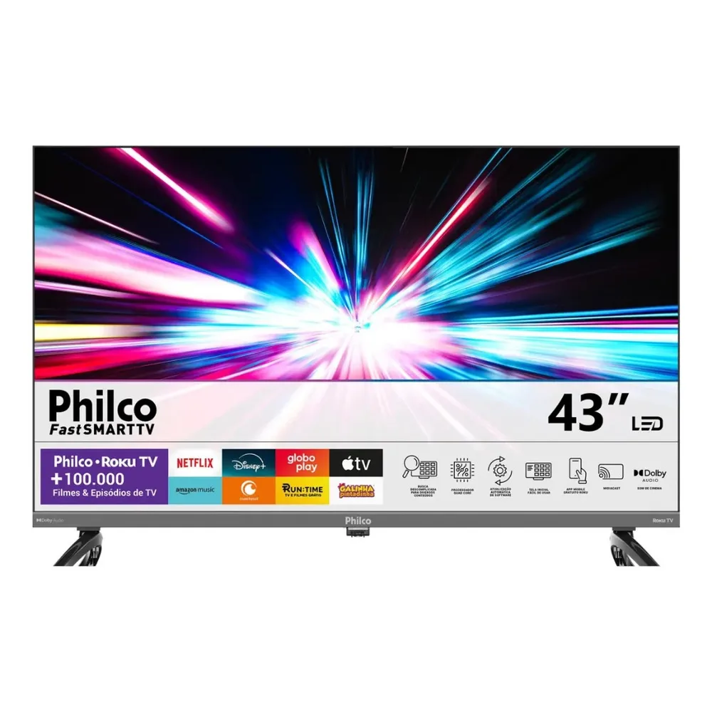 Smart TV 43” Philco P43CRA Full HD Wi-Fi HDMI USB Conversor Digital